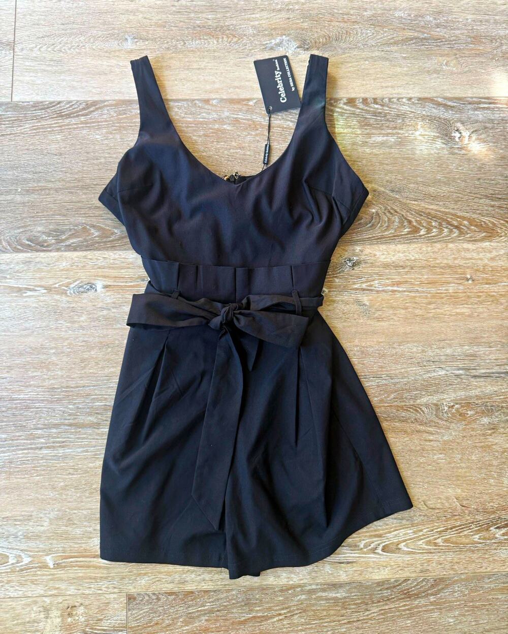 Celebrity Fashion by HERA Collection Black Romper Belted Pockets M 221943